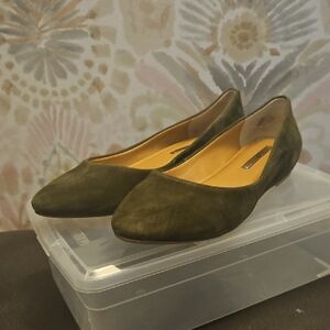 Audrey Brooke Olive Suede Flats